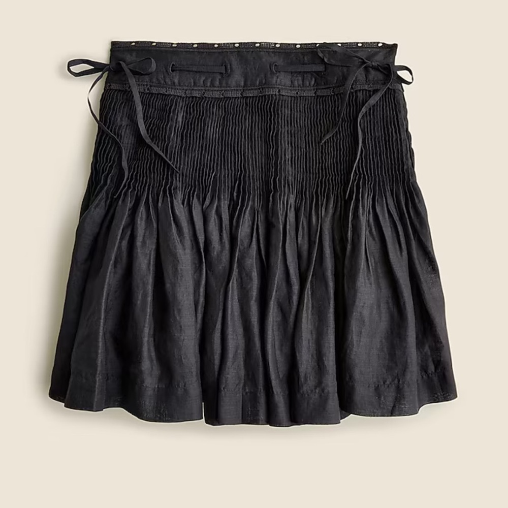 J. Crew Black Smocked Mini Skirt